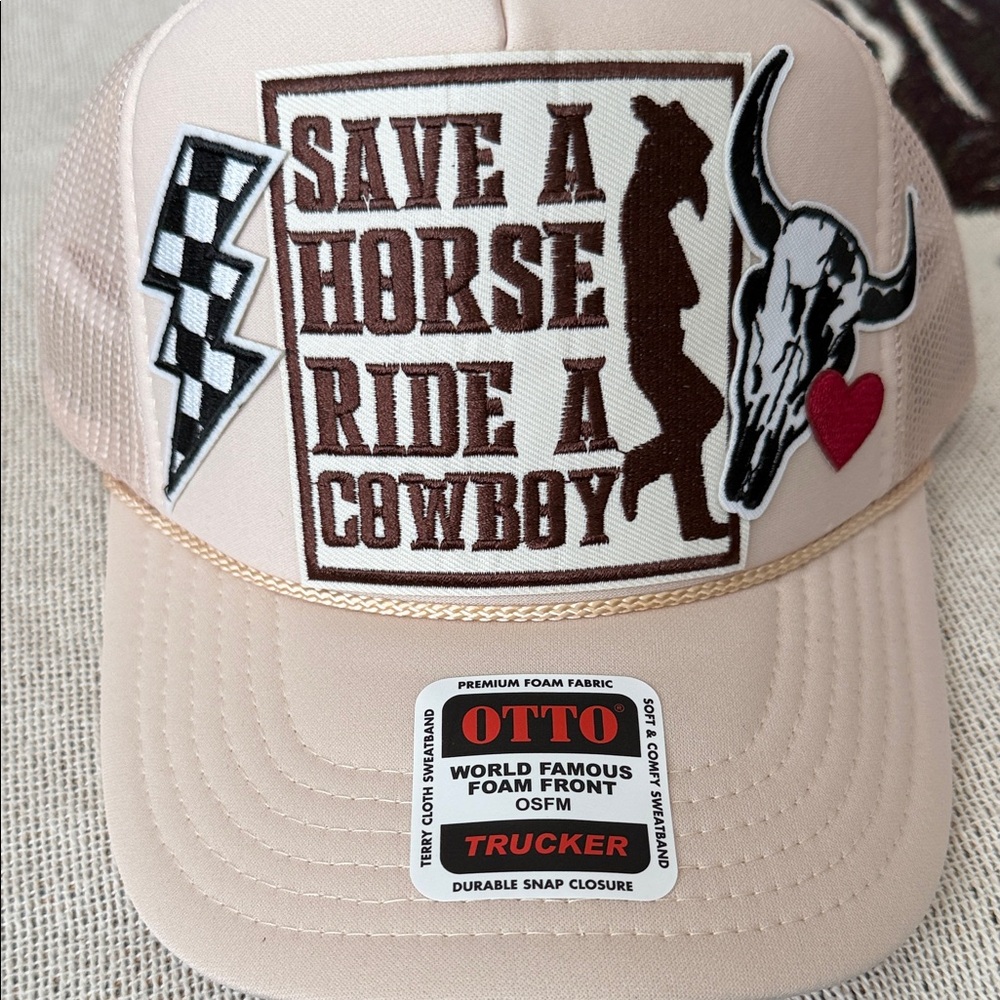 OTTO Beige Trucker Hat with Western Graphics